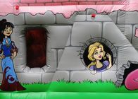 PVC Pink Dragon Cartoon Princess Combo Bounce House Với Mái nhà Trẻ em Chơi